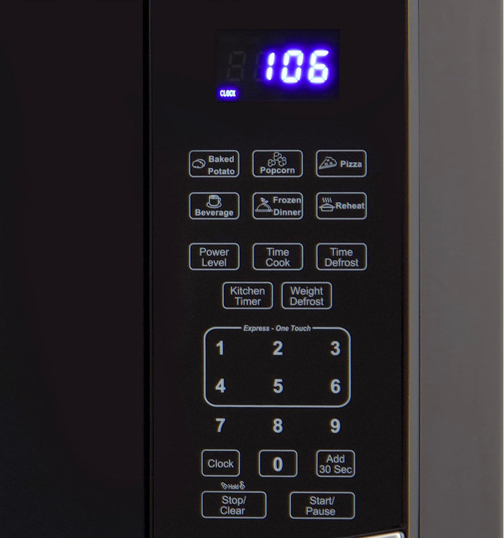 Microwave Oven 900-Watts Compact with 10 Power Levels and 6 Pre Cooking Settings, Speed Defrost, Electronic Control
