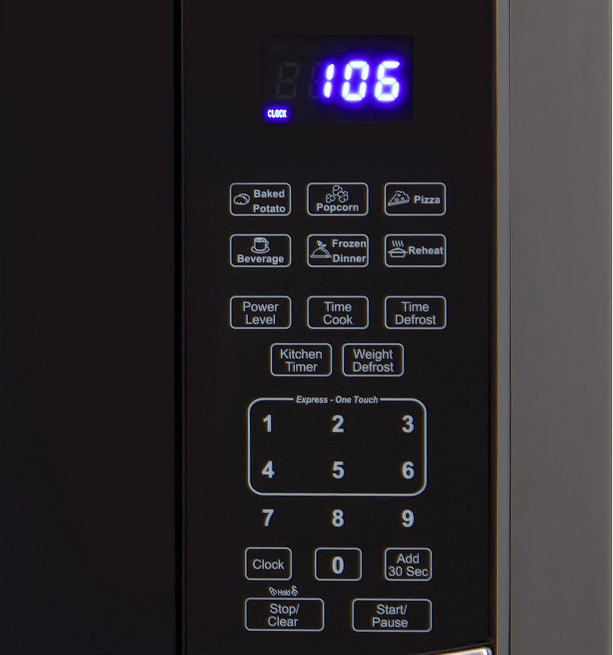 Microwave Oven 900-Watts Compact with 10 Power Levels and 6 Pre Cooking Settings, Speed Defrost, Electronic Control