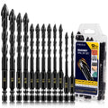 DYRECELVE 12-Piece Masonry Drill Bit Set, Concrete Bits, Carbide Cross Tip