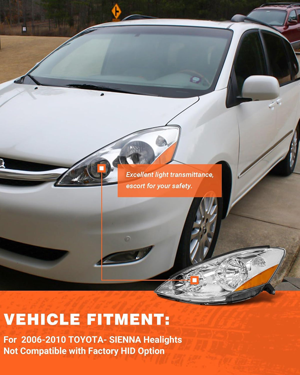 for 2006-2010 Toyota Sienna Headlights Chrome