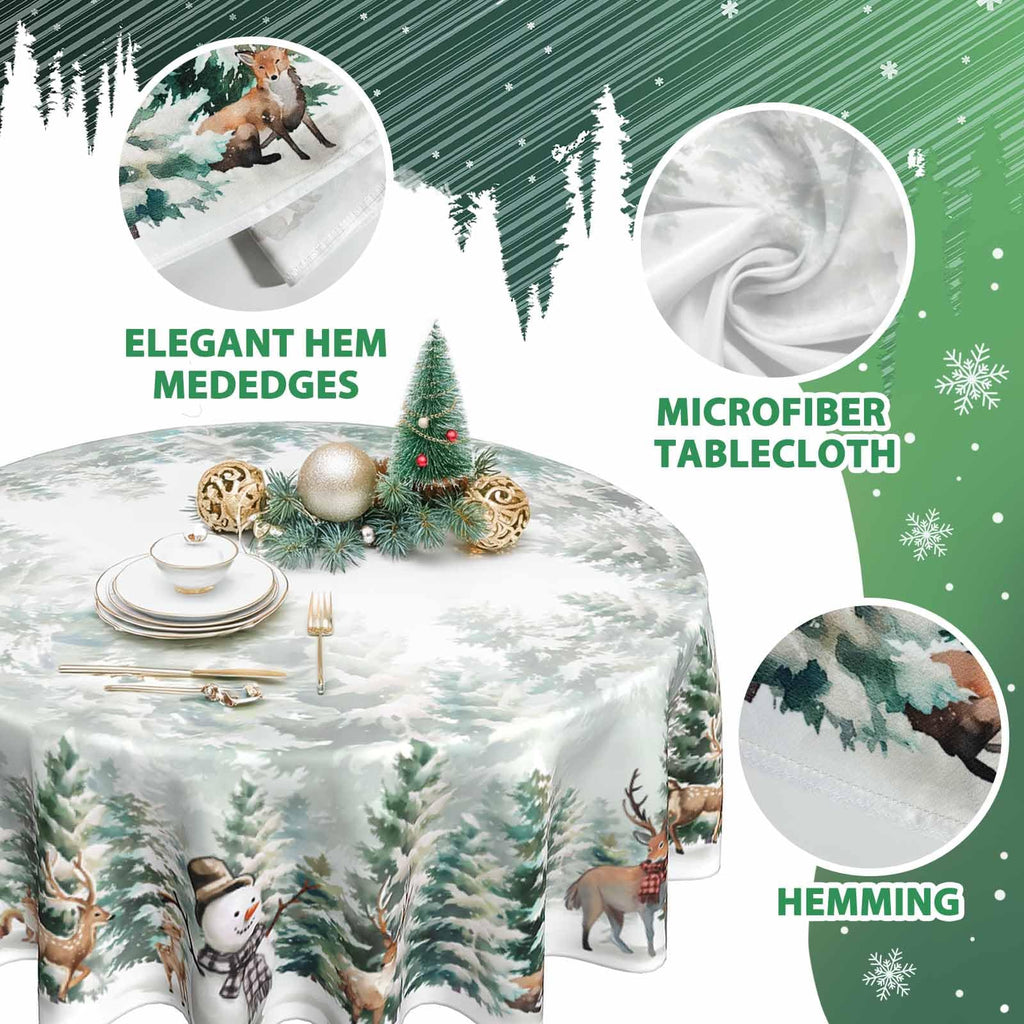 Christmas Round Tablecloth 60inch for Home Rustic Farmhouse Living Room Christmas Party Decorations