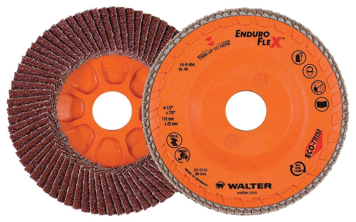 Walter Enduro-Flex Flap Disc, 4-1/2" X 7/8" Grit 40, Pack of 10 (15R454)