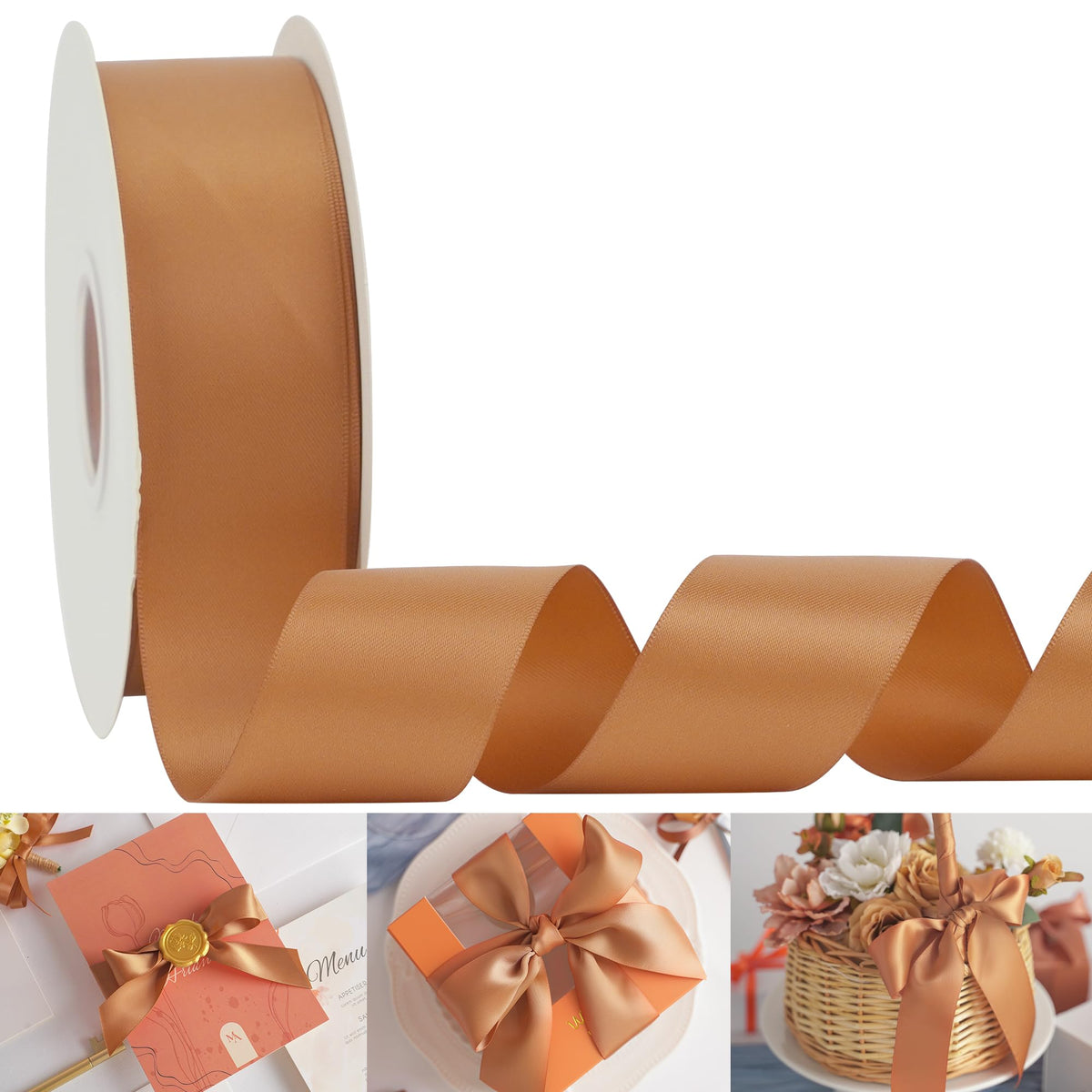 Terracotta Double-Faced Satin Fall Ribbon 1-1/2 inch x 50 Yards