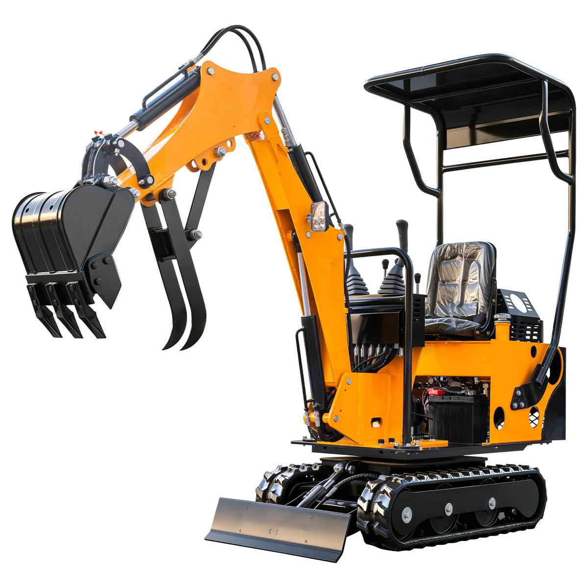 0.8 Ton Mini Excavator with 13.5 HP Gasoline Engine, Bucket, Canopy, Mechanical Thumb Clamp, US Stock Compact Backhoe