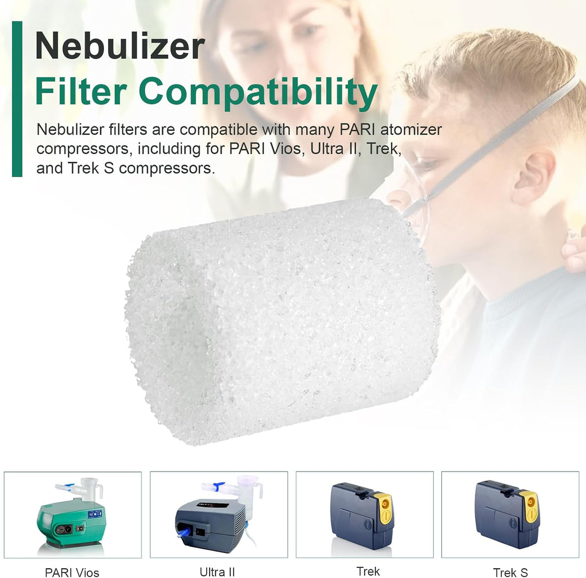 Nebulizer Filter for PARI Vios Nebulizer Compressors, Ultra II, Trek, Trek S