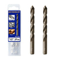 1/2 inch Cobalt Drill Bit for Metal and Hard Steel(2pcs),M35 High Speed Steel Twist Jobber Metal Drill Bits,with Index Storage Case
