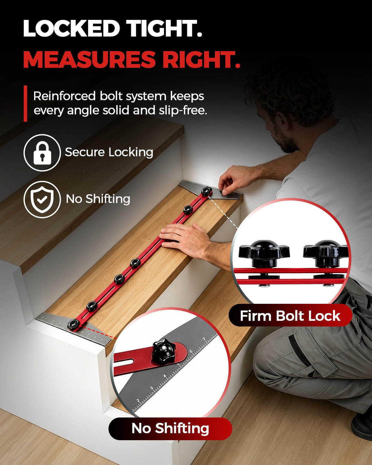 Stair Tread Template Tool, Adjustable 8-60 Inch, Woodworking Tools