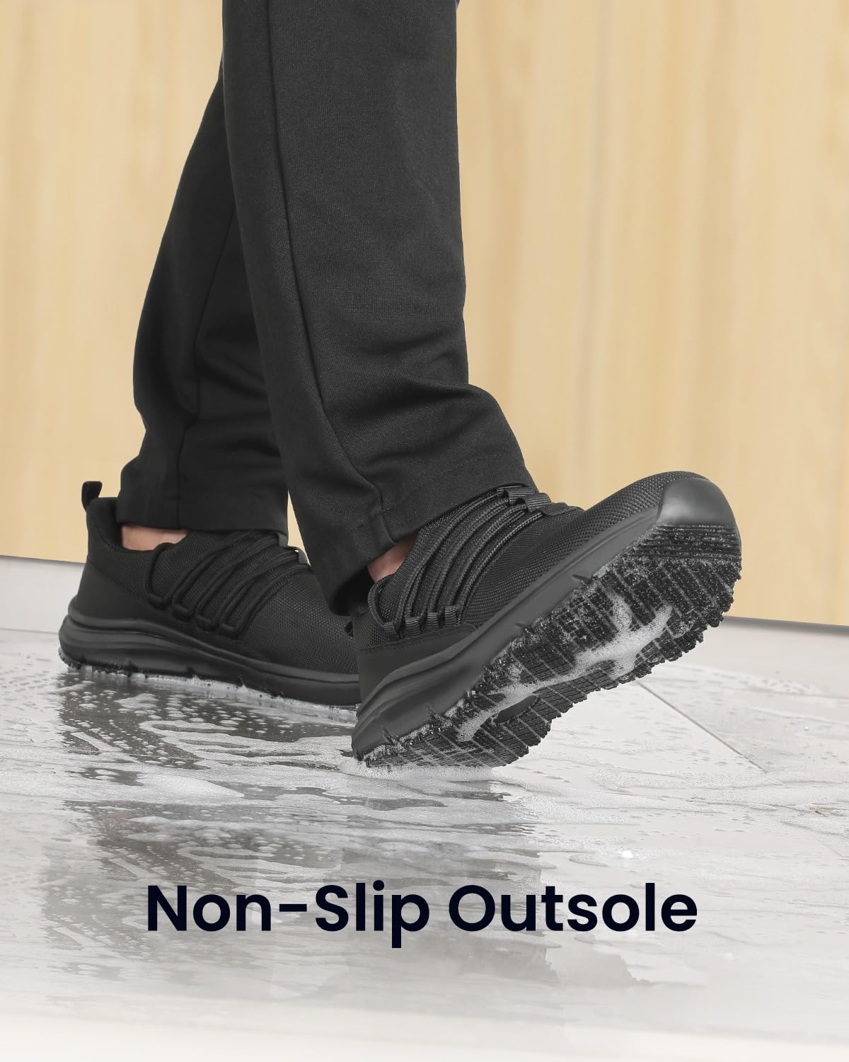 Non Slip Work Shoes For Men Restaurant Food Service Sneakers Black Size 10