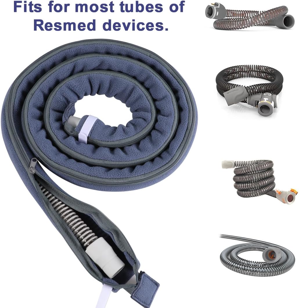CPAP Hose Cover 6.3ft Full Length Zipper Compatible with ResMed CPAP Tube Cover Sleeve Wrap Reduces Condensation Noise Cat Proof