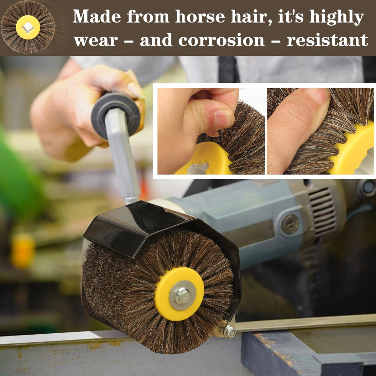 Shinboc 4.7x4 Inch Surface Conditioning Tool, Horse Hair Abrasive Wheel