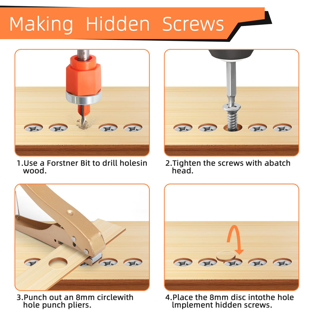 Kauwm 6-Piece Wood Countersink Drill Bit Set with 3/8-Inch Punch Pliers
