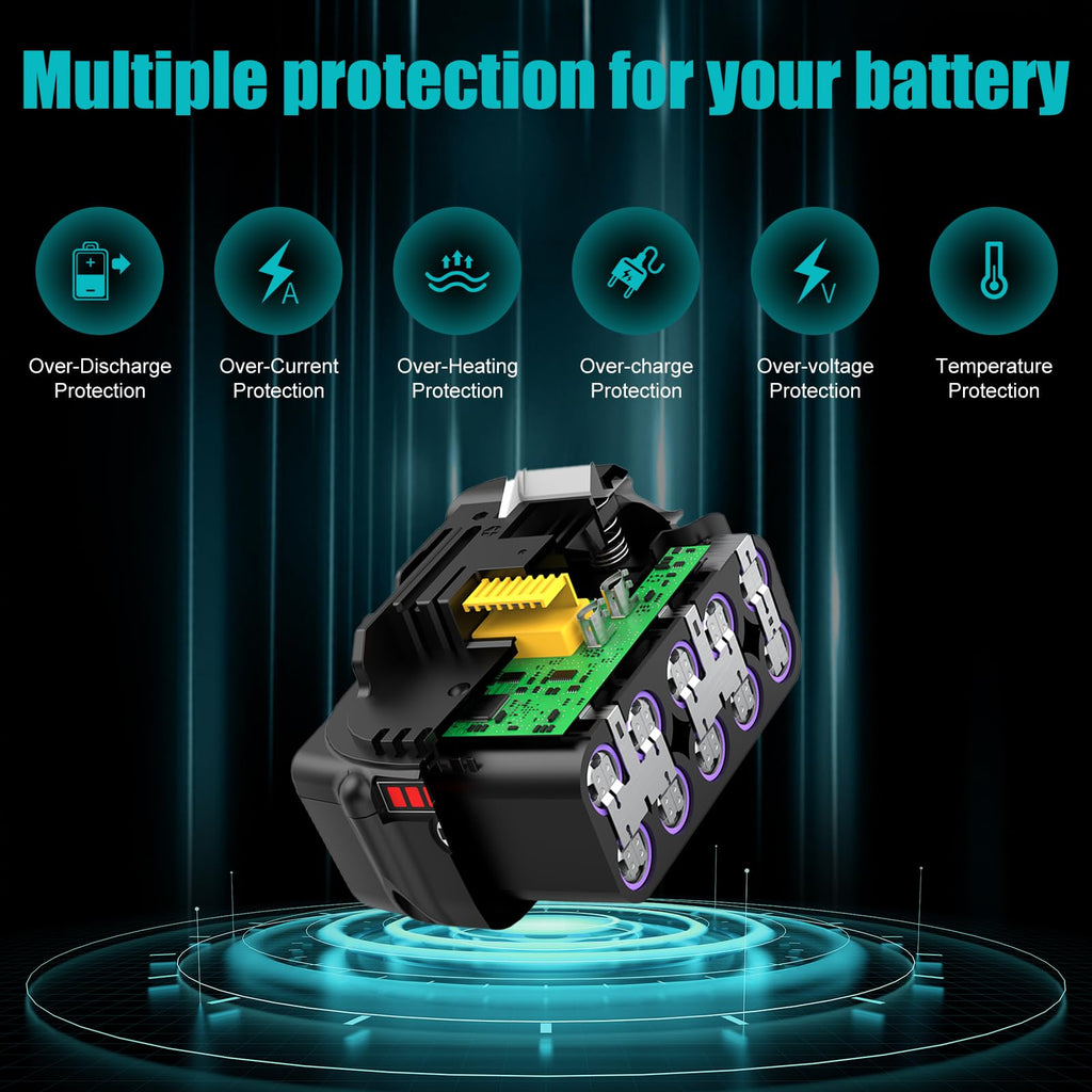 4-Pack 8.0Ah BL1860B Replacement for Makita 18V Battery with LED Light