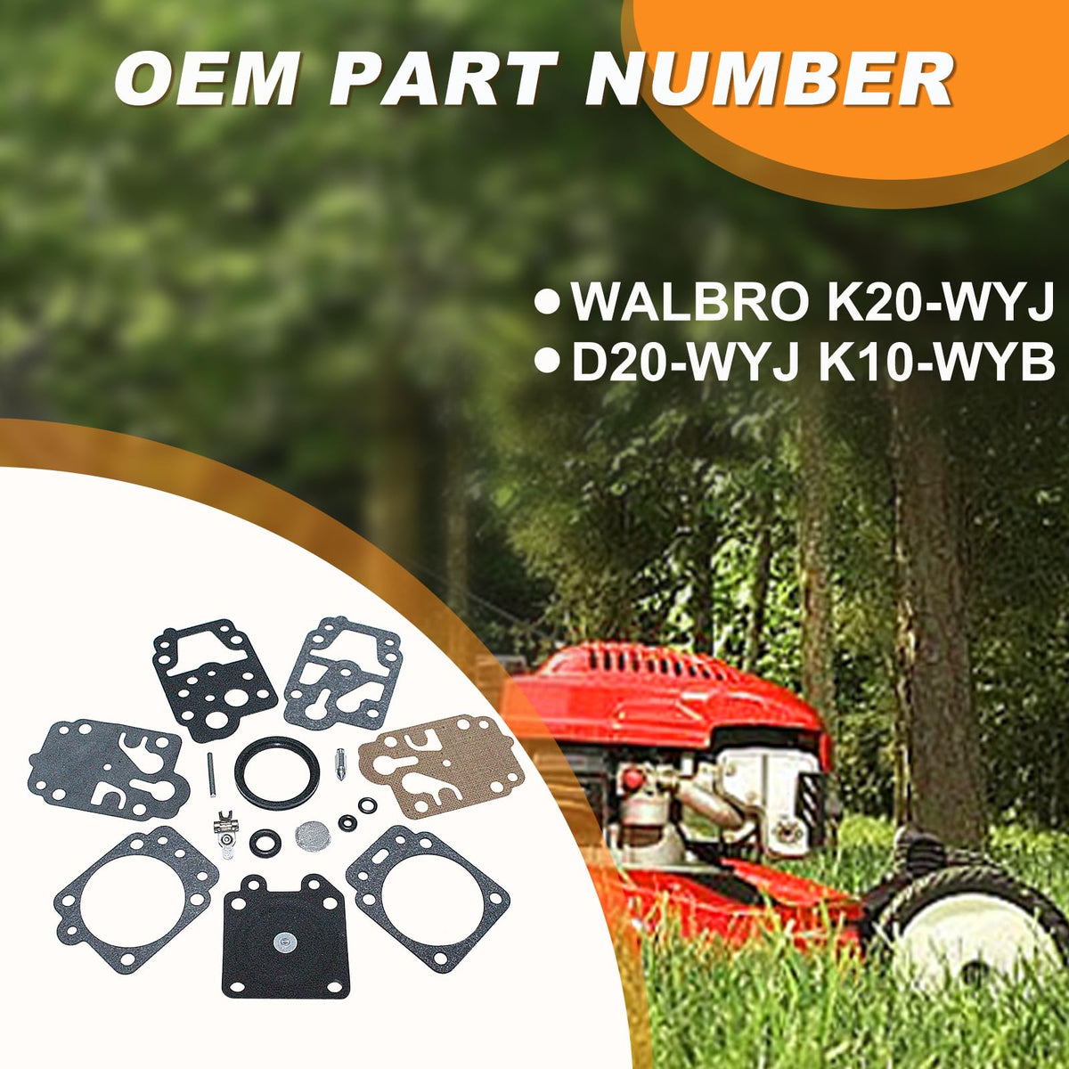 HAISHINE Carburetor Repair Kit for Honda GX25 GX35 HHB25 HHH25 Engine fit ECHO SRM260 SRM2601 SRM261 SRM2400 330 for Walbro K10-WYB K10-WYJ Carburetor Rebuild Gasket Kit