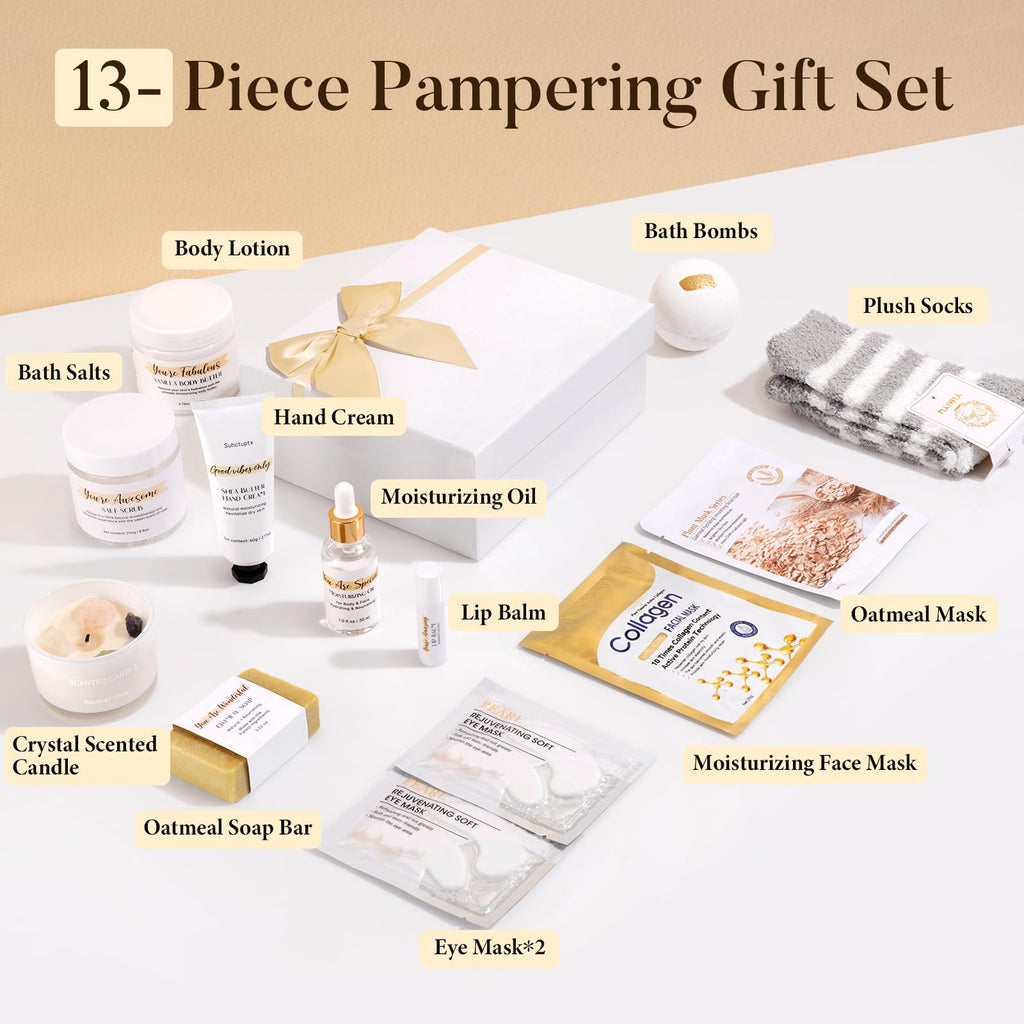 Spa Gifts for Women 13Pcs Mothers Day Gifts Happy Birthday Gift Baskets, Christmas Relaxing Home SPA Kit Bath Set