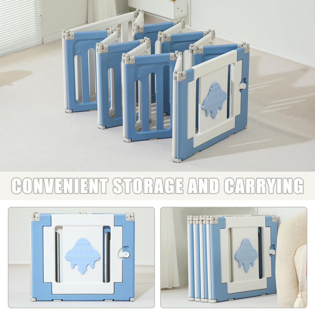 14-Panel Modular Foldable Baby Playpen & Safety Activity Yard with Locking Walk-Through Gate for Infants & Toddlers