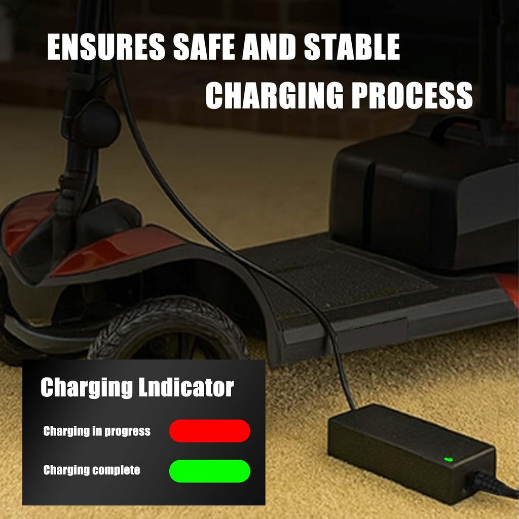 24V 2A 3-pin XLR Electric Scooter Charger Compatible with Go-Go Elite Traveller, Pride Mobility, Jazzy Power Chair Charger & Plus Ezip Mountain Trailz