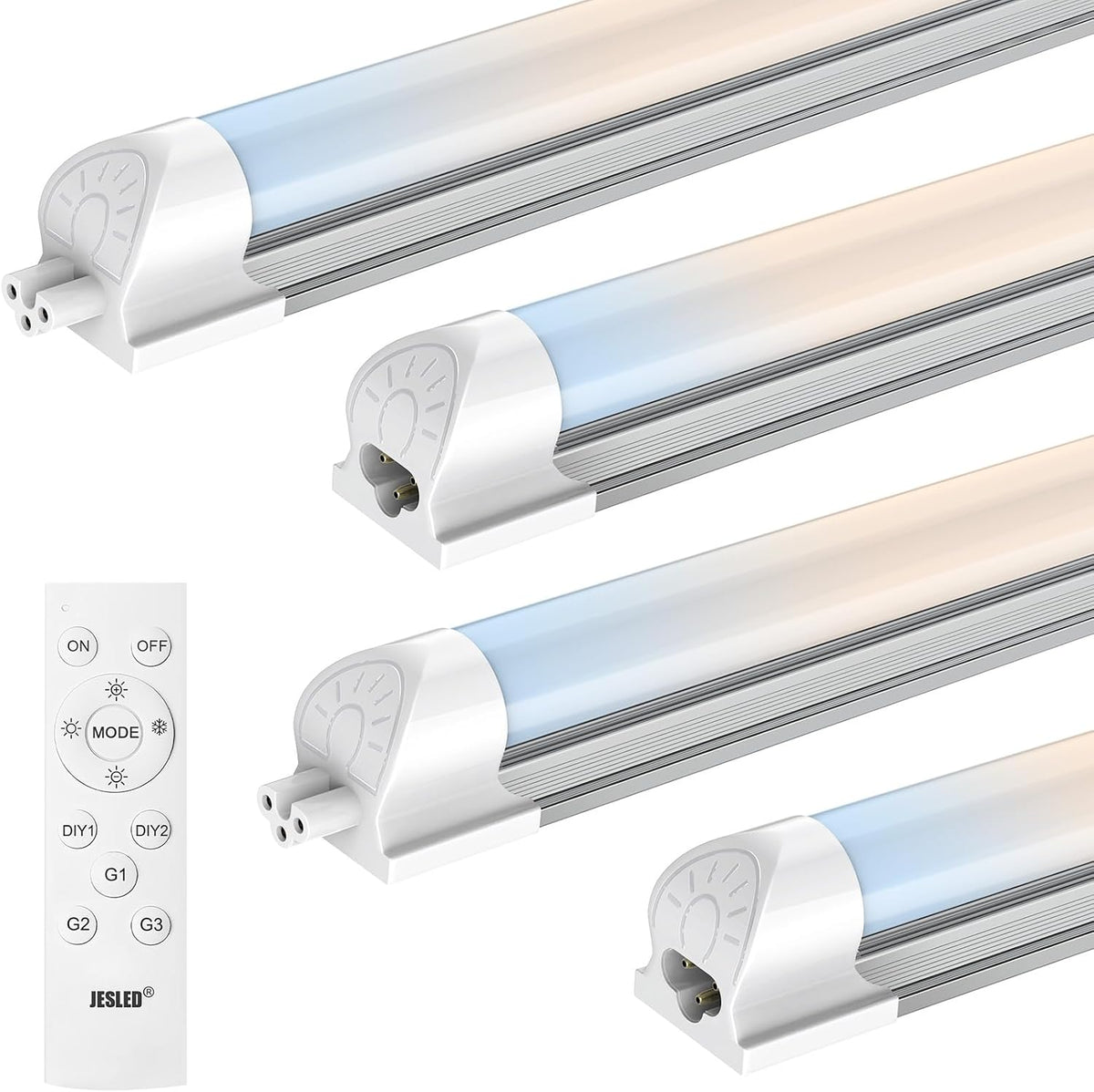 JESLED LED Shop Lights 4FT with Remote, 40W 5400LM Dimmable ETL 4 Pack