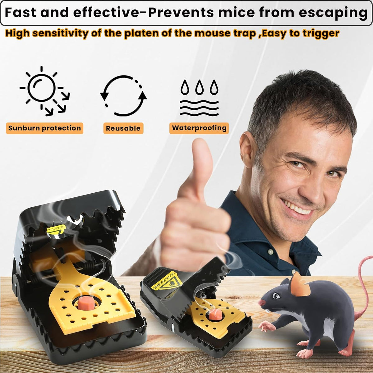 Mouse Traps Humane, Rat Trap Safe Quick Effectively No Touch clip Mouse Trap, Reusable Plastic Mousetraps Used Indoor