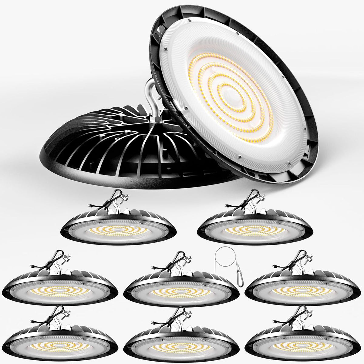 Lightdot 240W LED High Bay Lights, 8Pack Plug & Play UFO Lights for Garage