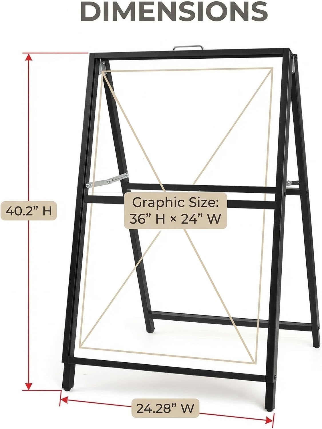 3 PACK 24 x 36 Inch A Frame Sign Double-Sided Folding Sandwich Board Heavy Duty Slide-in Sidewalk Signboard for