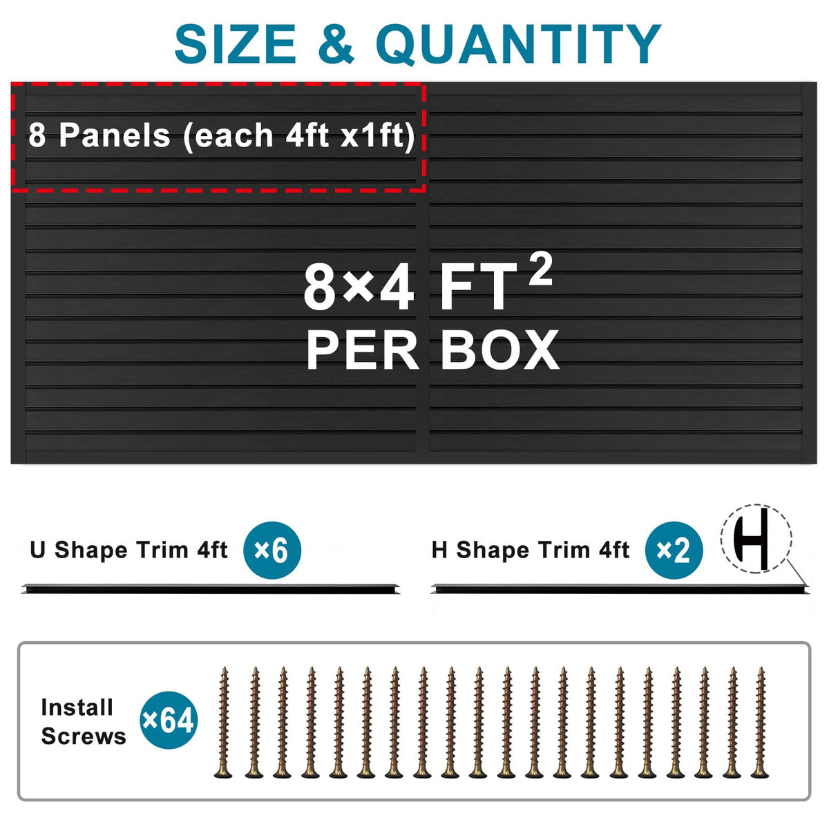 PVC Slat Wall Paneling 4x8 ft, Black Slatwall Panel for Storage