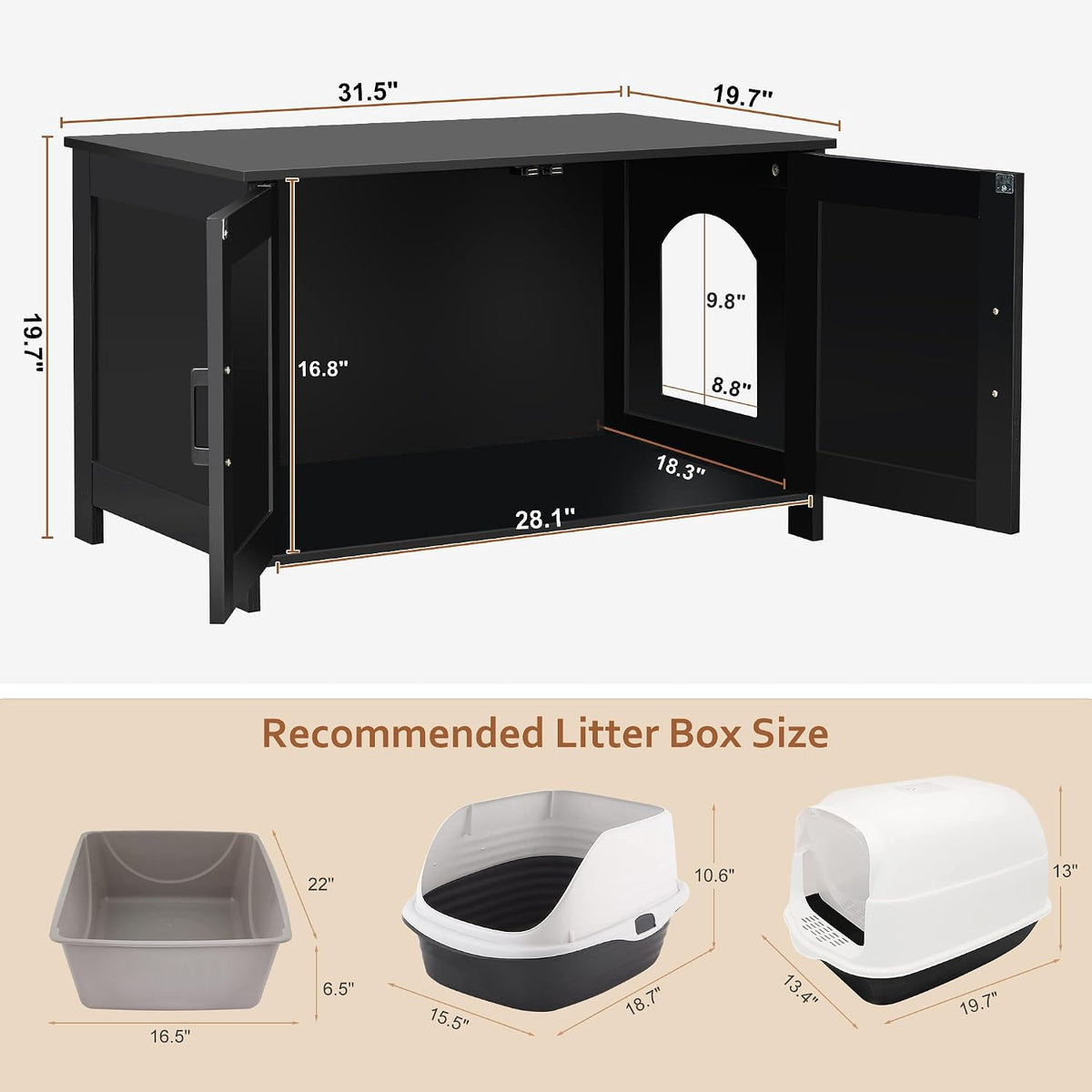 Cat Litter Box Enclosure and Cat Litter Box Enclosure wtih 2-Tier Storage Shelves