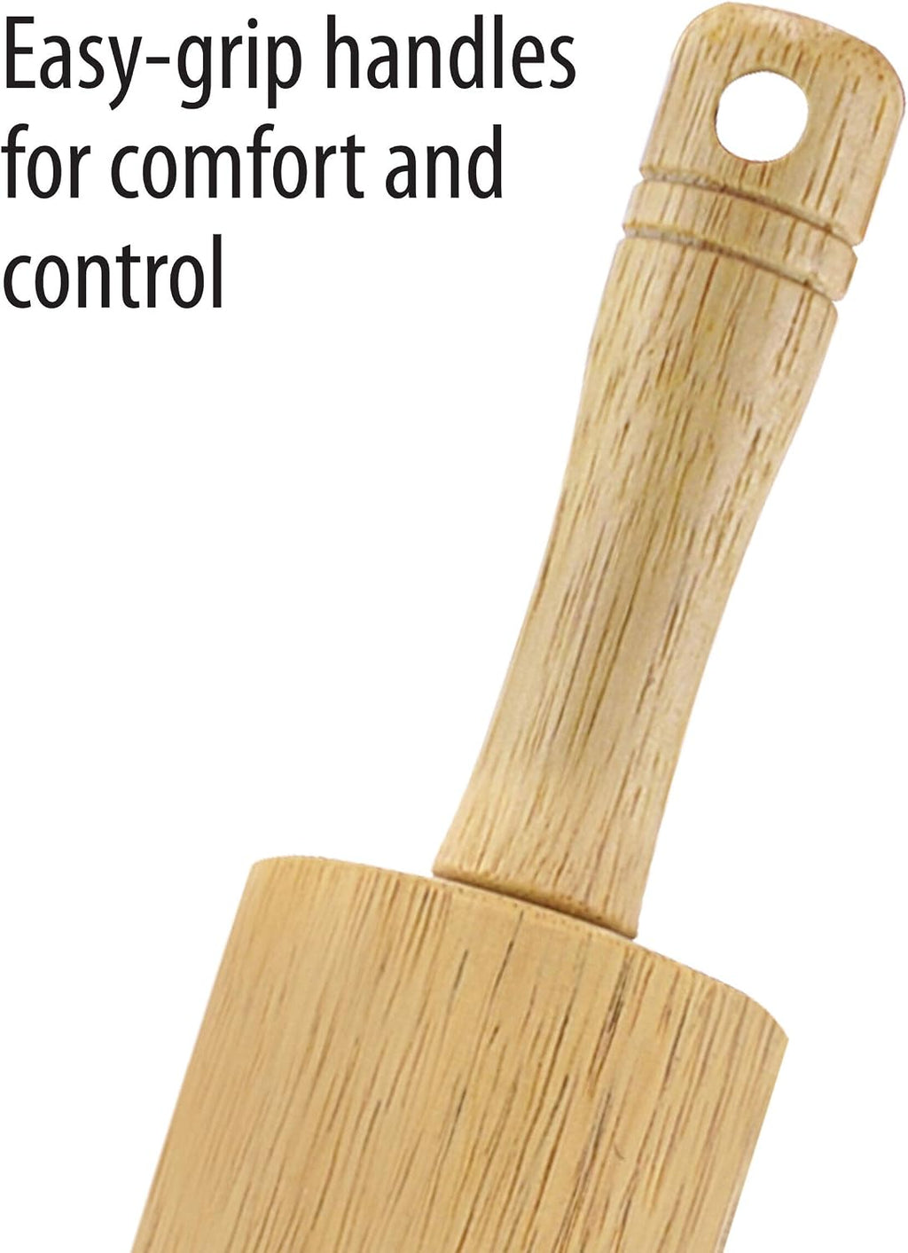 Classic Wood Rolling Pin, 18-Inch Hardwood Dough Roller for Baking Pizza, Pies, Pastry and Cookies, Ergonomic