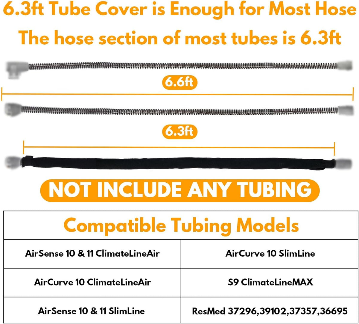 6.3ft CPAP Hose Cover for AirSense11, Cat Proof, Double-sided, Full Zipper