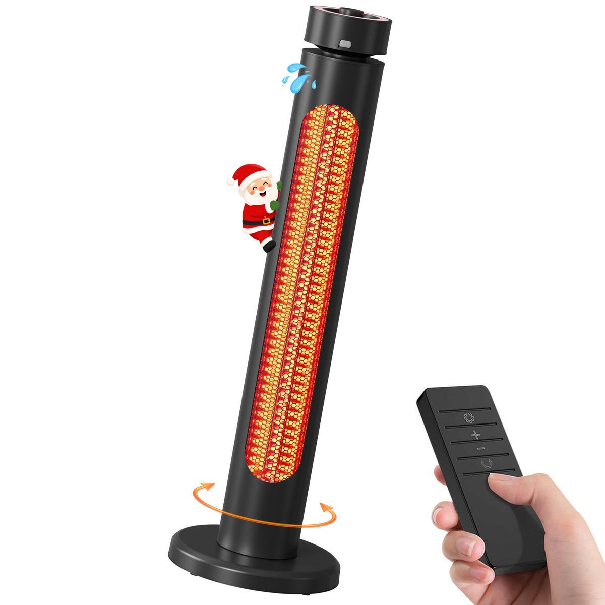 1500W Electric Patio Heater for Outdoor Use, Infrared Heater with 8 Heat Levels, 60° Oscillation, Remote Control