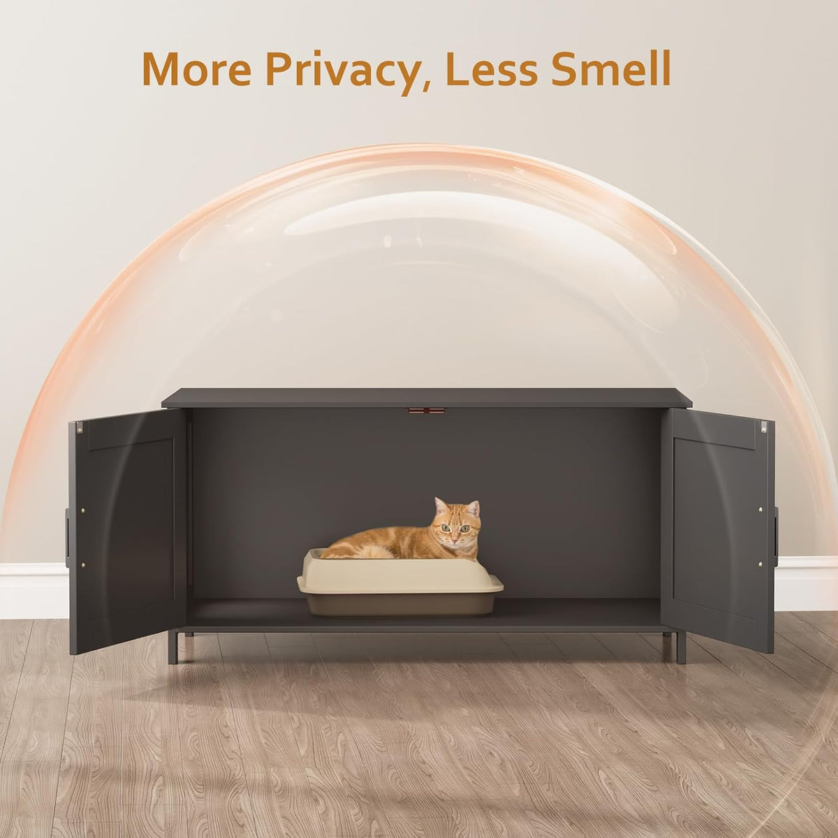 39.4" L Cat Litter Box Enclosure with Barn Door, Black