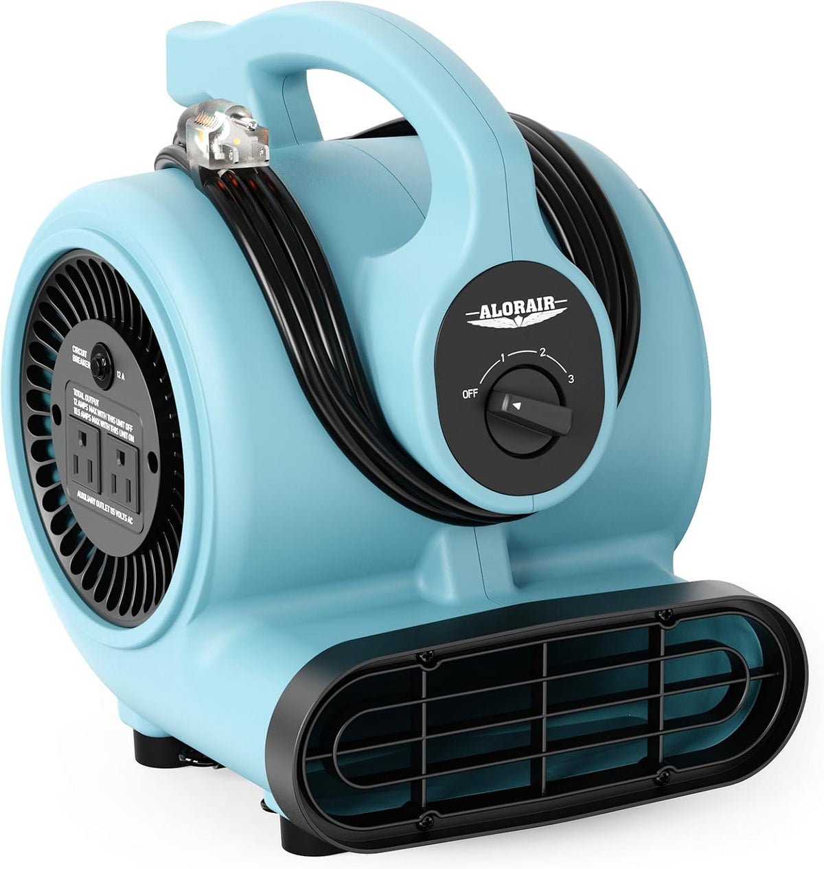 3 Speed Air Mover Blower Fan 115W 600CFM Utility Floor Fan - Blue | Centrifugal Blower Fan with 5-Angle Airflow