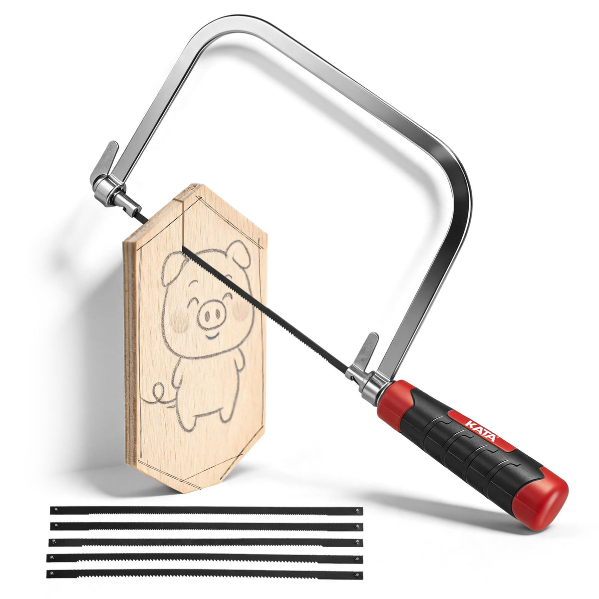 KATA 6.5" Coping Saw, Precision Woodworking & Craft Hand Saw with 6 Blades