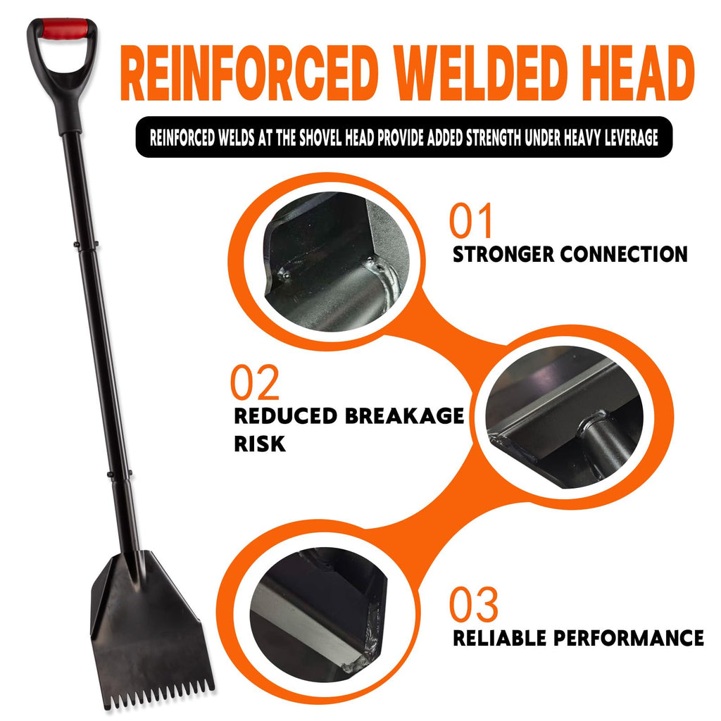 Heavy Duty Roofing Shovel with Gloves，45in Shingle Removal Tool