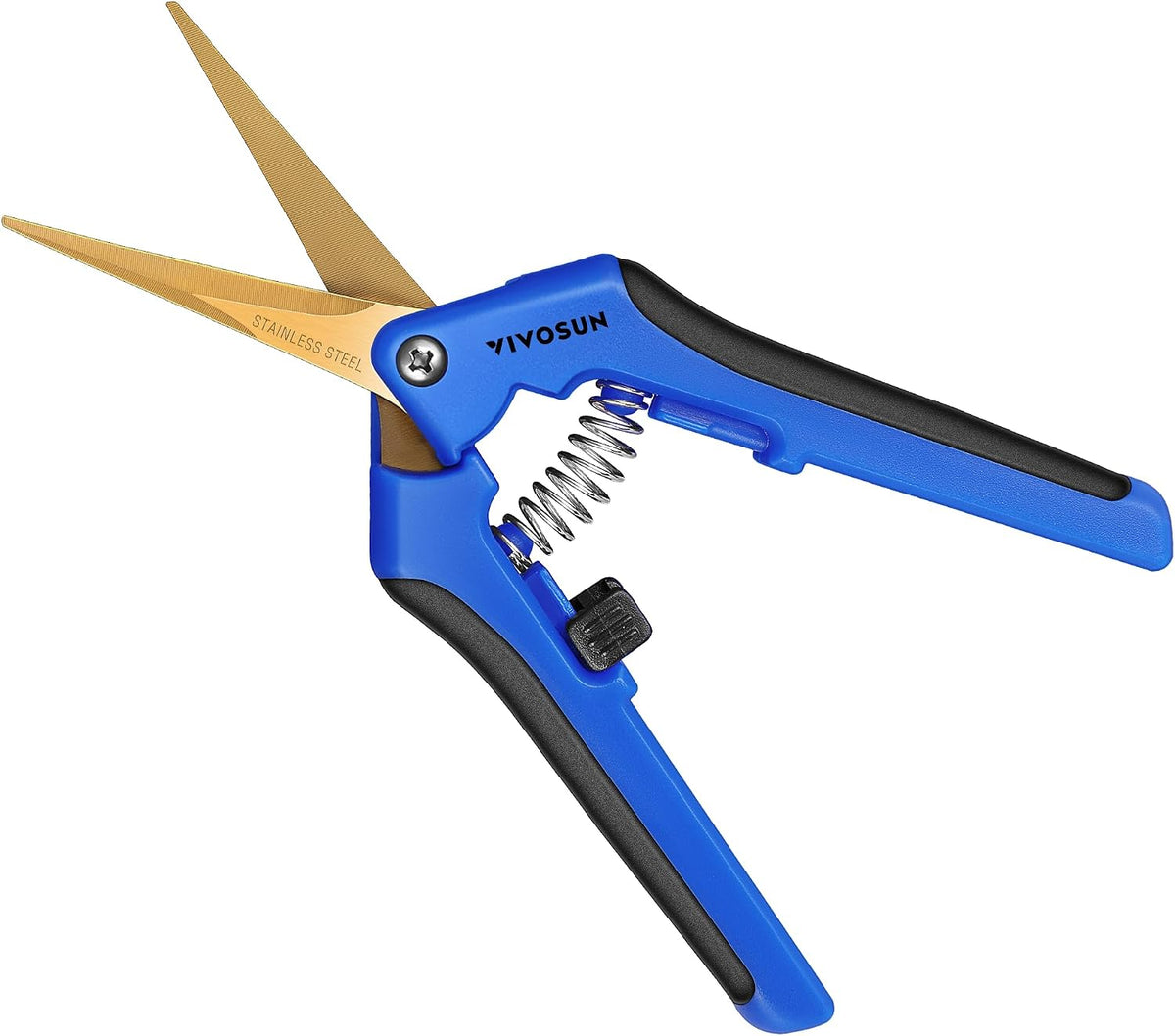 6.5 Inch Garden Scissors, Blue Pruning Shears for Plants, 2-Pack | Curved Precision Stainless Steel Blades, Comfort