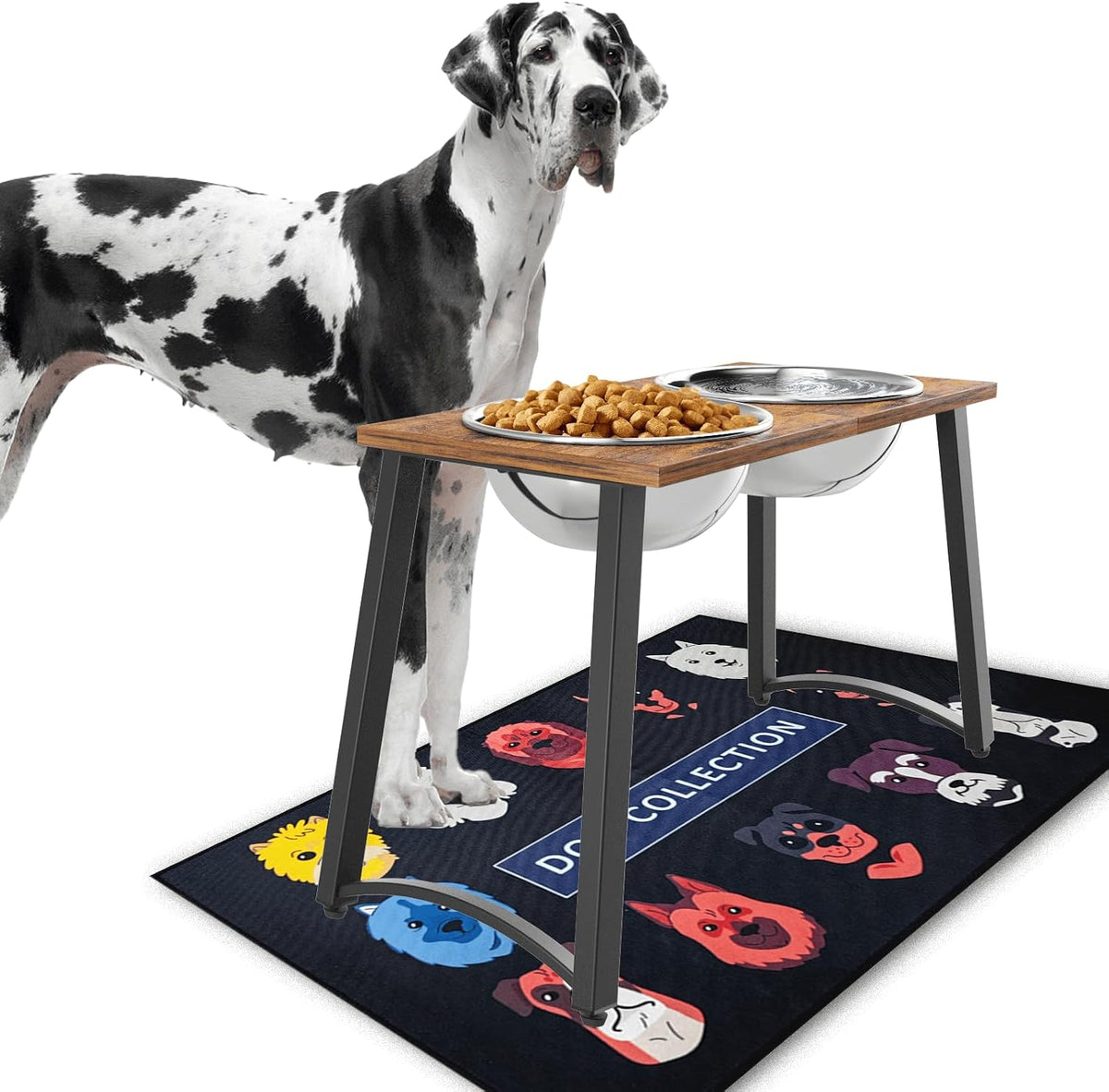 Elevated Dog Bowls for X-Large Dogs with Spill Proof Mat 2 X-Large 3000ML(13CUPS) Stainless Steel Dog Bowls, 16.5"