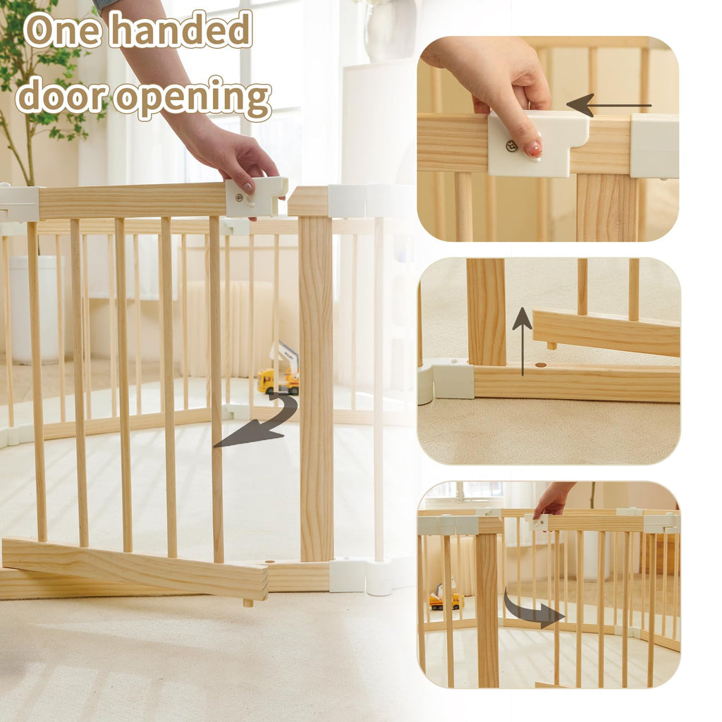 Modular Foldable Baby Playpen & Safety Activity Yard with Locking Walk-Through Gate for Infants & Toddlers