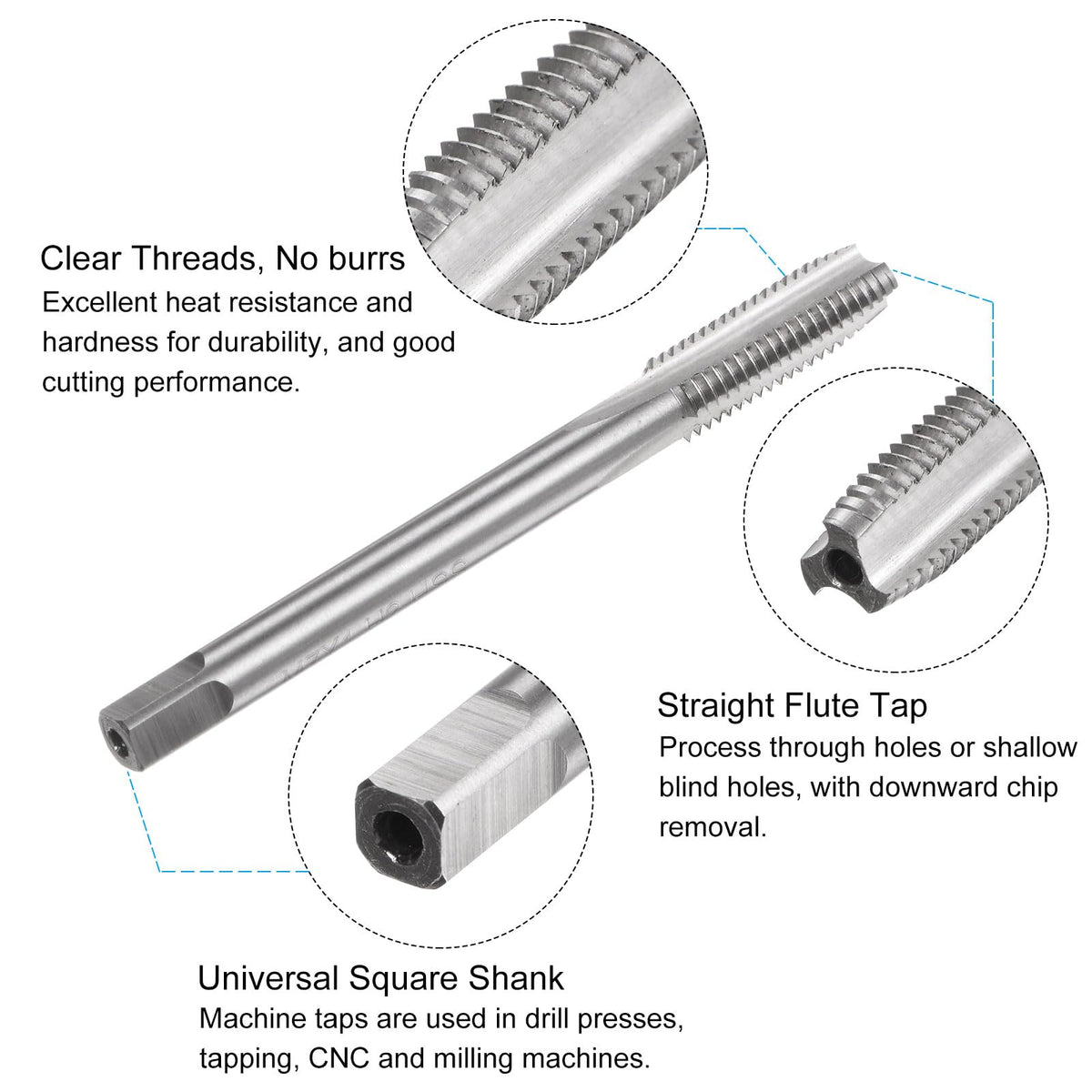 uxcell Metric Tap and Drill Bit Set, M7 x 1 Thread Tap & 6mm Black Oxide Twist Drill Bit, Straight Flute Tap Tapping Threading Repair Tool Kit