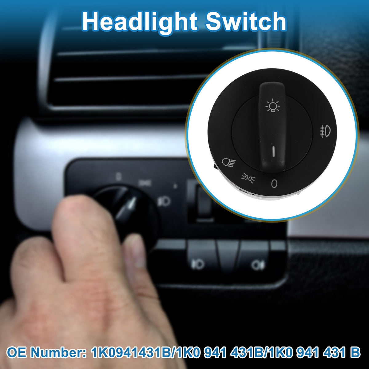 A ABSOPRO Headlight Switch for VW Beetle 2011-2019 for VW Caddy 2004-2020