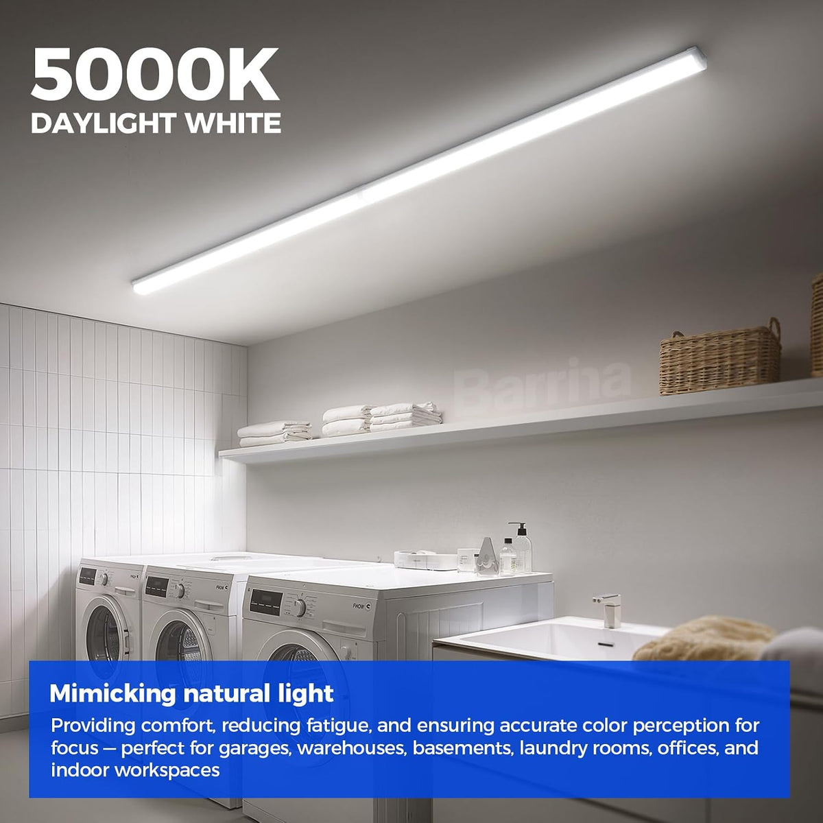Barrina LED Shop Lights 4FT for Workshop, Garage, 45W 5000LM 5000K, 2 Packs