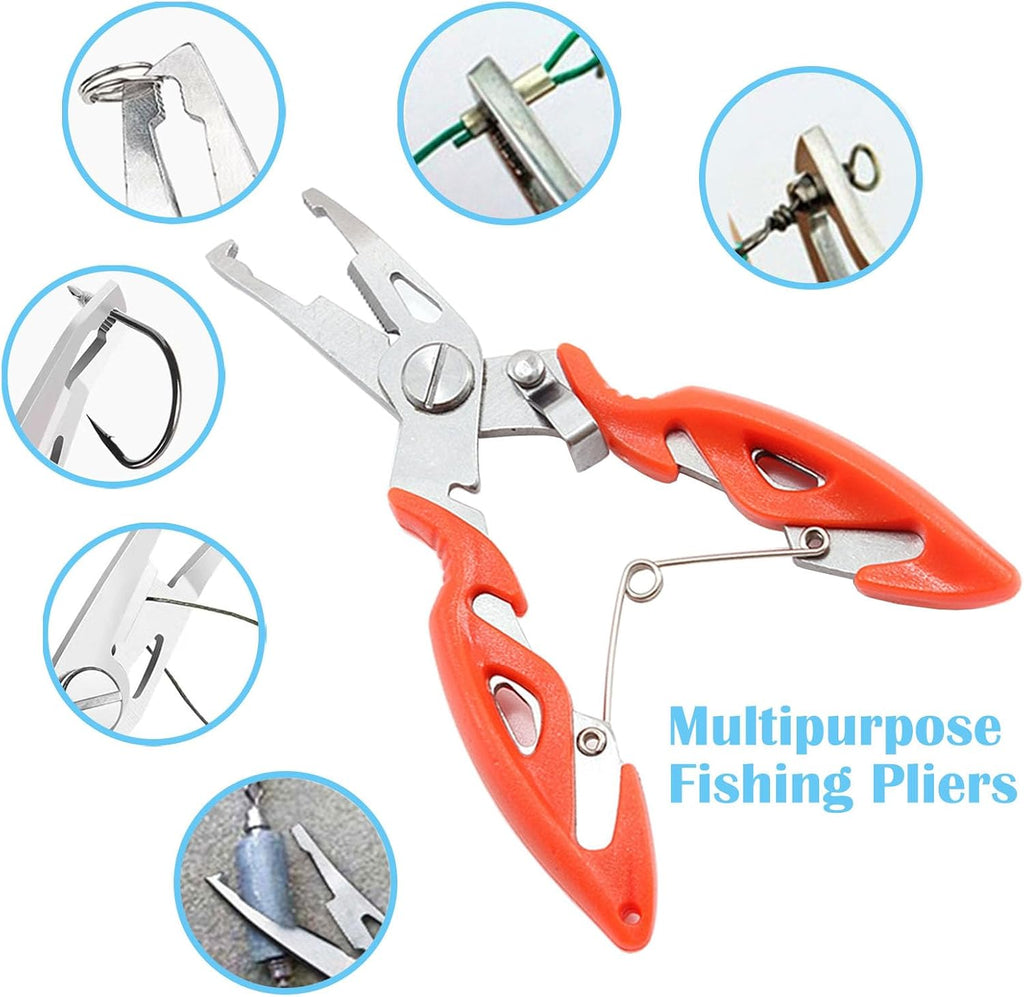 Small Fishing Pliers 2 Multi-Function Scissors Braid Cutters Lightweight Stainless Steel Fishing Tools Split Ring