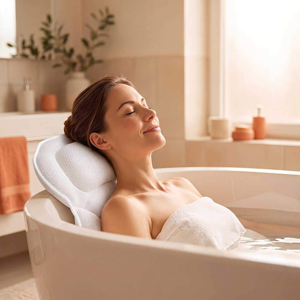 Upgraded Bath Pillows,Bathtub Pillows for Head and Neck Support,Bath Pillows for Tub with Soft 4D Breathable Mesh