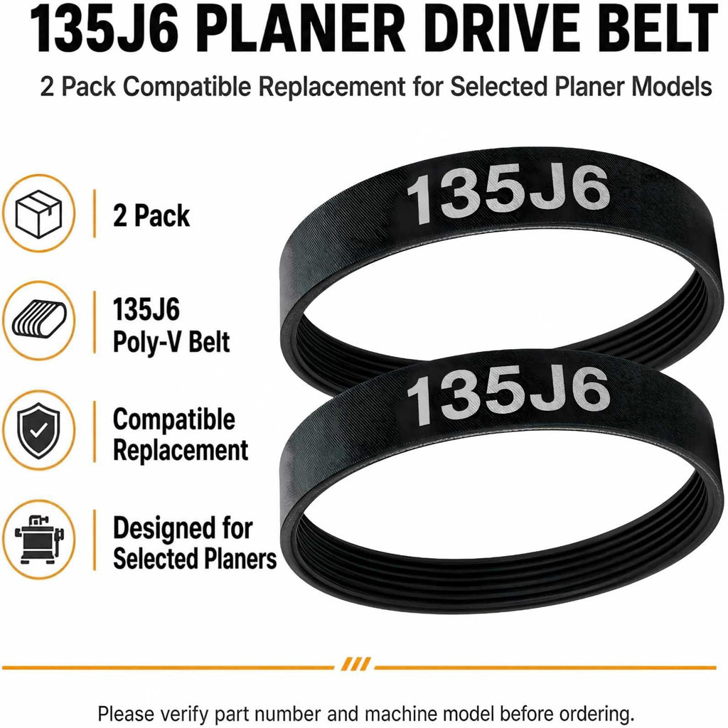 2Pack 135J6 Planer Drive Belt Fit for Delta 22-540 22-546 TP300 Planers