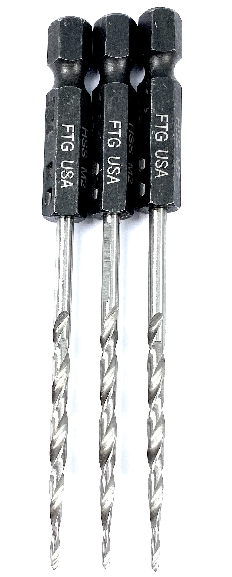 FTG USA 3 Pc #4 7/64" Replacement Tapered Drill Bits Only All Same Size Set