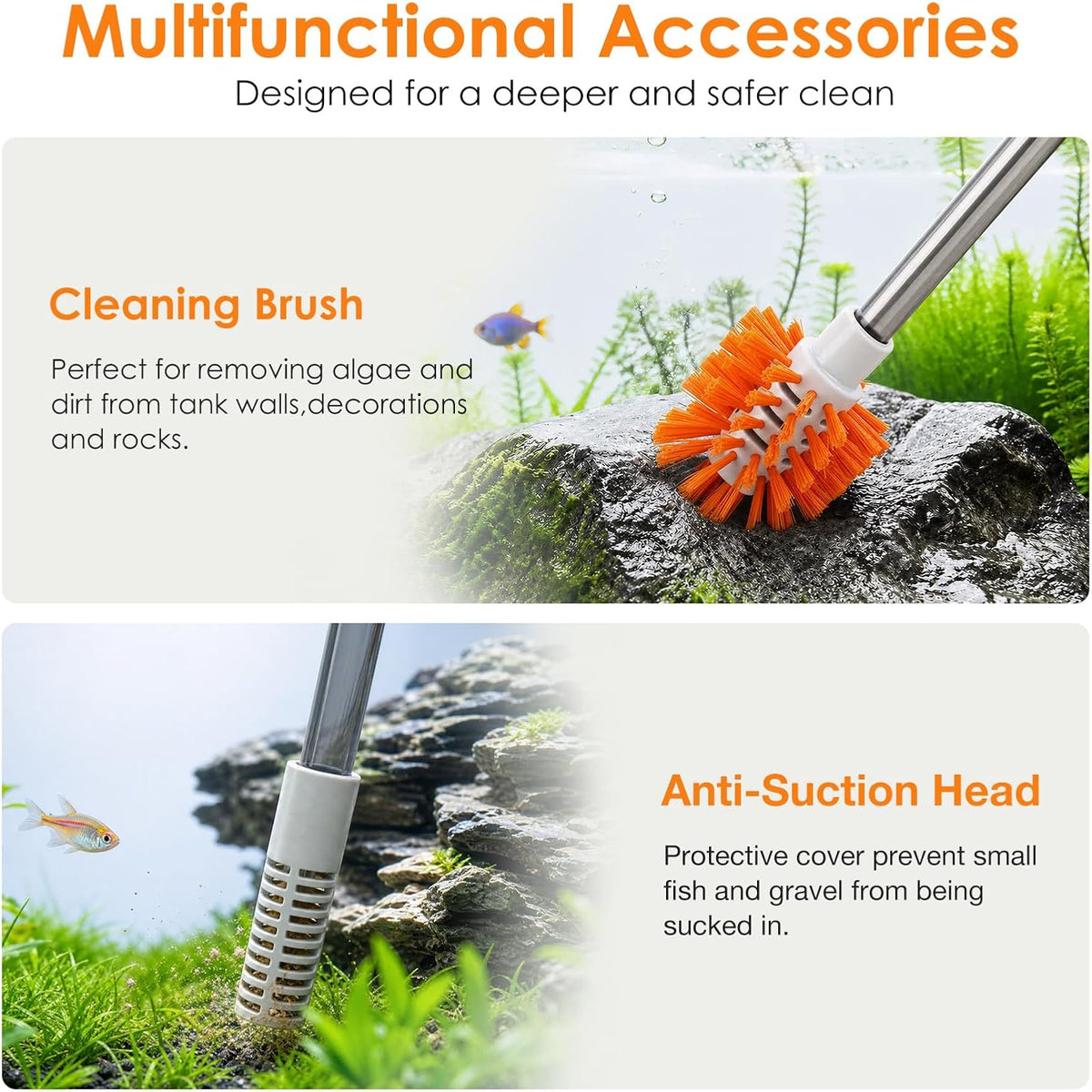 Aquarium Siphon Gravel Cleaner Manual Water Changer Kit, Medium