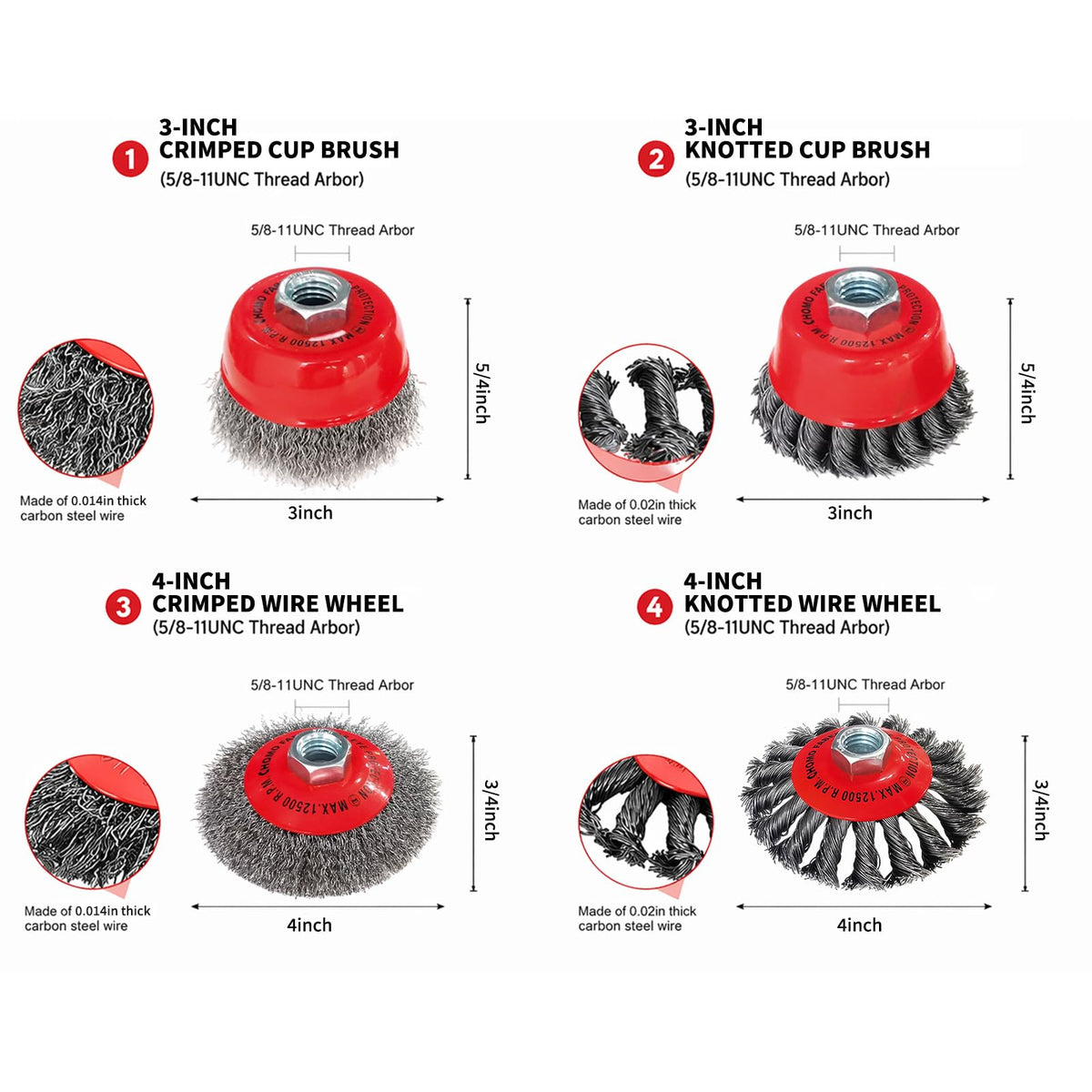 HOMO FABER 12 Pack Wire Wheel Brushes for Angle Grinder, 4-1/2", 5/8"-11