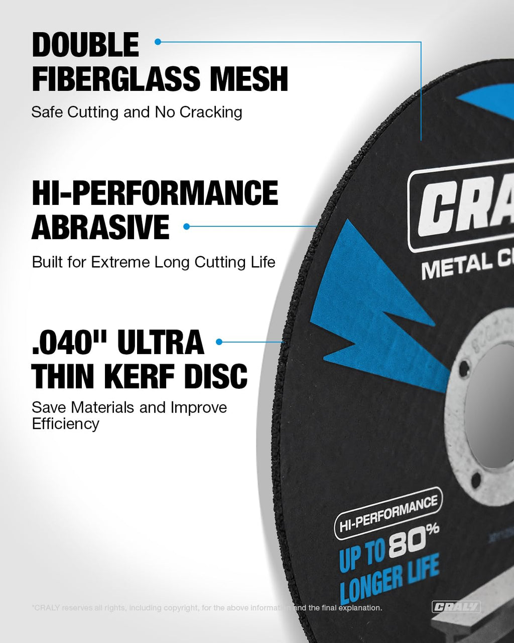 CRALY 4-1/2 Inch Cut-Off Wheels for Cutting Metal & Stainless Steel, Professional Grade Ultra Thin Metal Cutting Disc for Angle Grinder & Die Grinder, 7/8 in Arbor, 25-Pack(30111501-25)