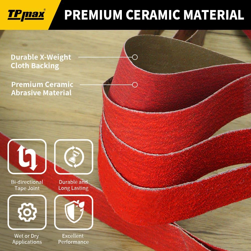 1x30 Inch Ceramic Sanding Belts (40/60/80/120 Grits) – High-Performance Sander Sharpening Belts for Knife Making, Metalworking, and Woodworking