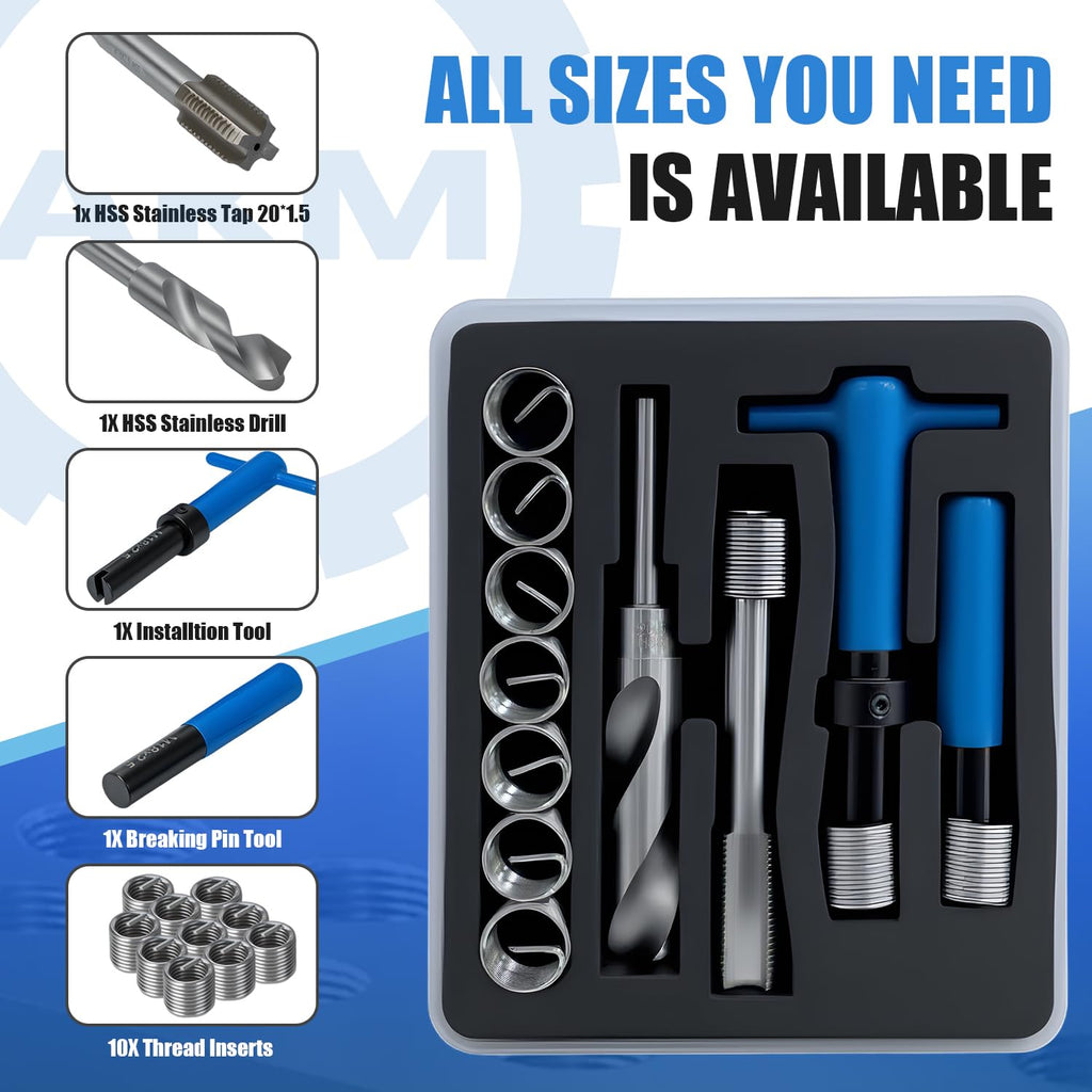 AKM 15PCS M20*1.5 Metric Thread Repair Kit