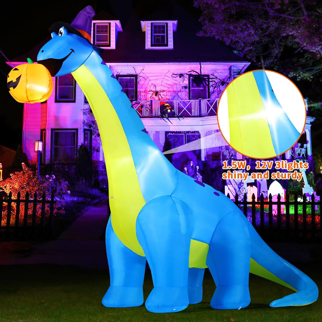 Halloween Inflatables 10 FT Dinosaurs Eating Pumpkin Decorations