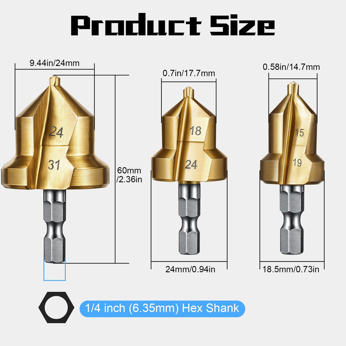 Otoolling 3 Set Pipe Reaming Tool for PVC Threader Kit, 1/2“,3/4”,1”